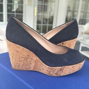 Stuart Weitzman Anna Blue Suede Wedge Size 4.5